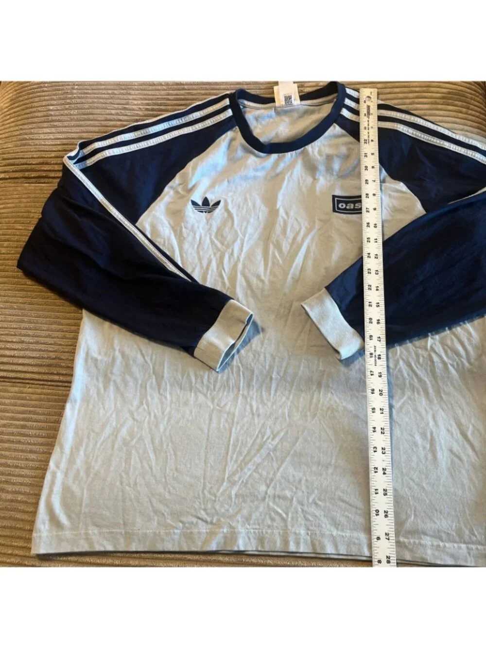 Oasis x Adidas Official Tour Blue 3 Stripe Long Sleeve Concert Tee Dublin XL